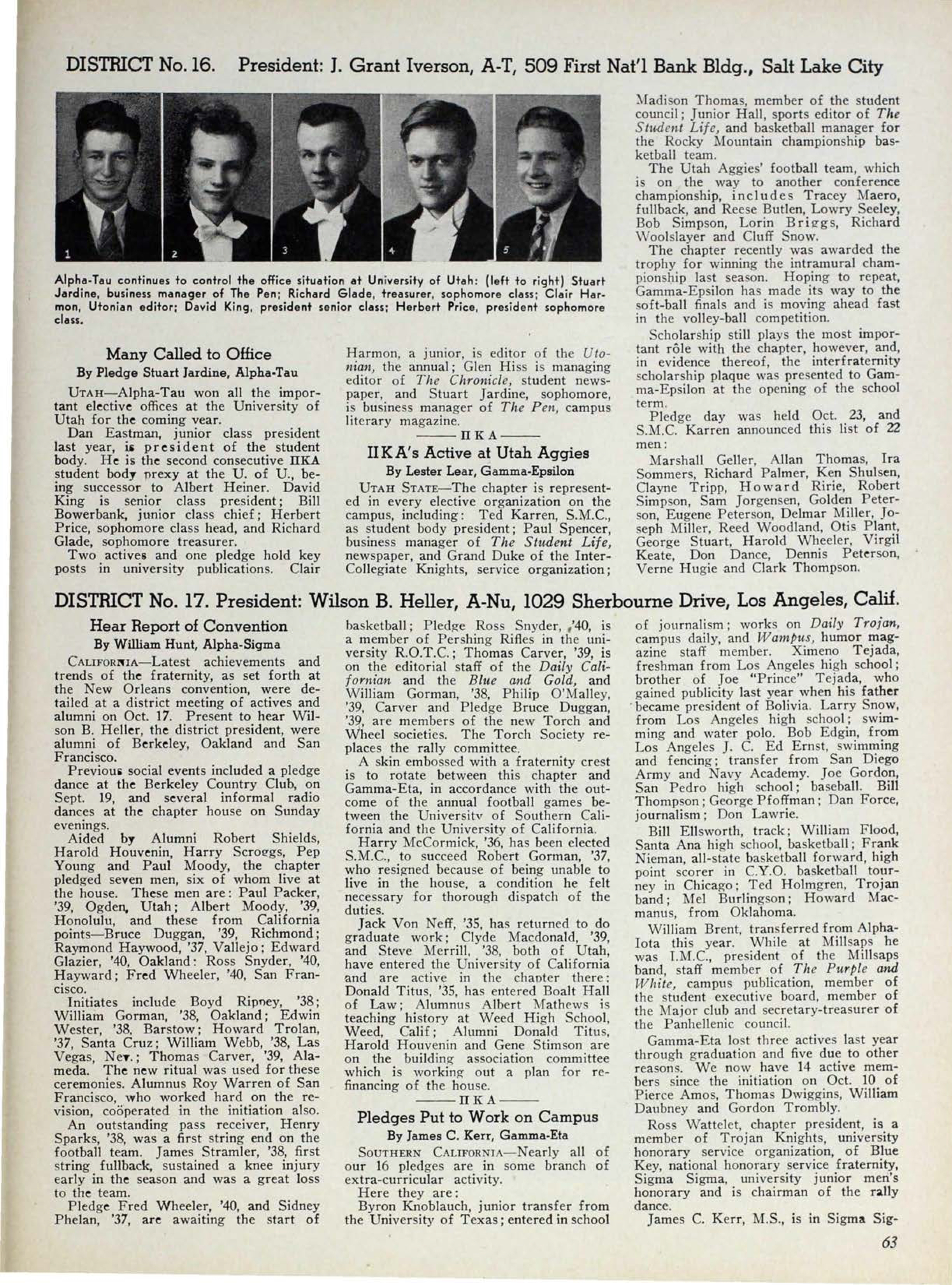 News From The Chapters: District No. 16, December 1936